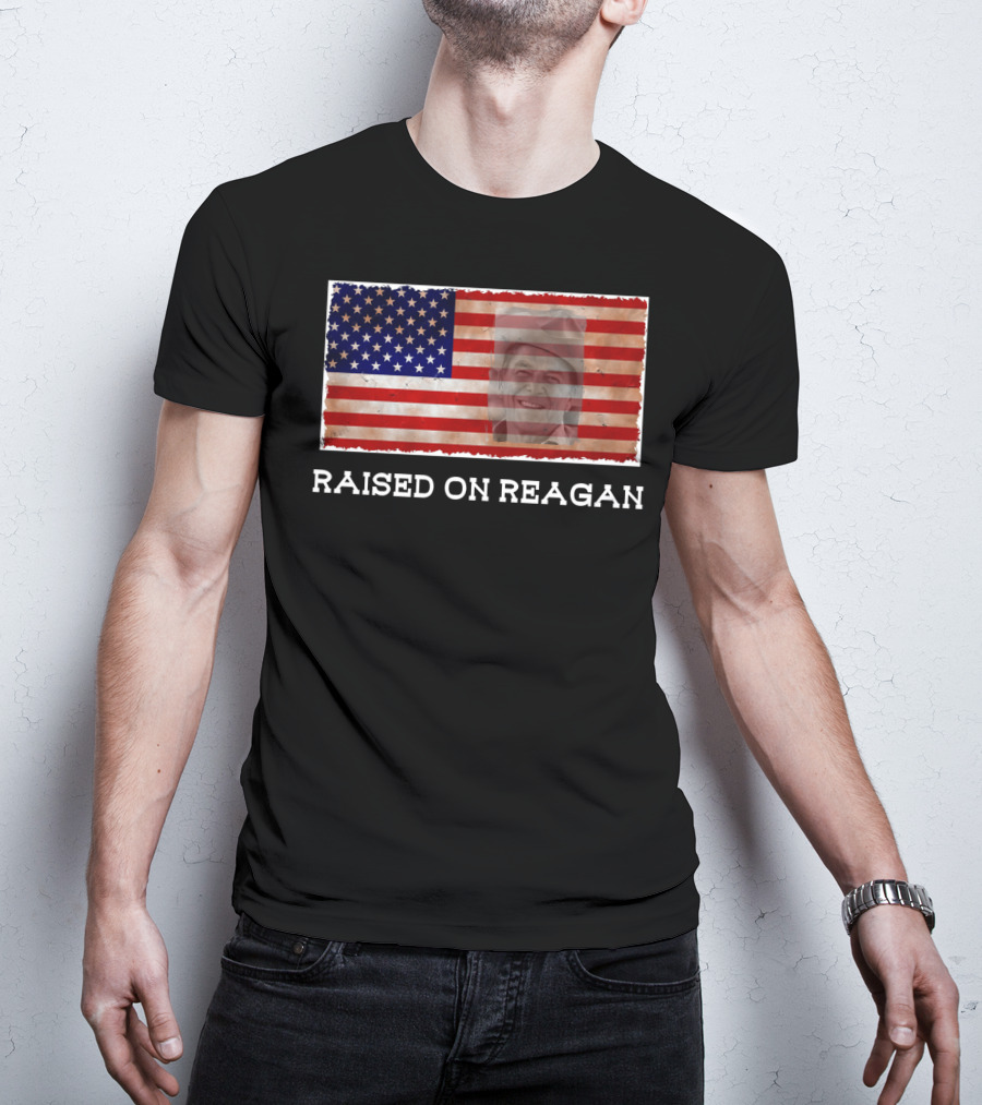Raised On Reagan American Flag T-Shirt