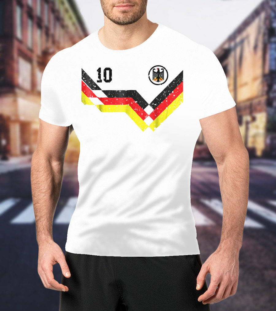 Deutschland Retro Soccer Jersey Number 10 With German Eagle Emblem T-Shirt