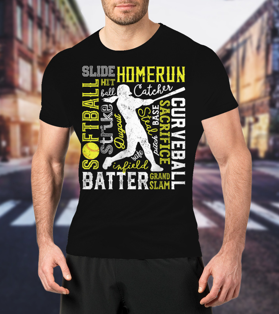 Softball Batter Pitch Homerun Curveball Slide Catcher Strike Grand Slam T-Shirt
