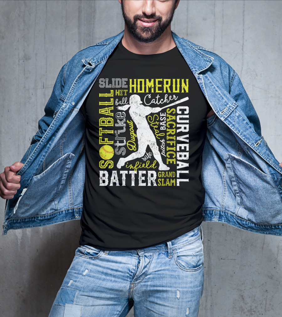 Softball Batter Pitch Homerun Curveball Slide Catcher Strike Grand Slam T-Shirt