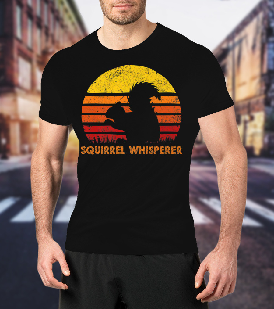 Squirrel Whisperer Sunset Retro T-Shirt