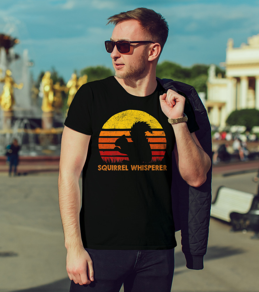 Squirrel Whisperer Sunset Retro T-Shirt
