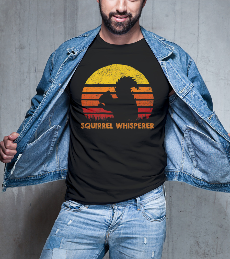 Squirrel Whisperer Sunset Retro T-Shirt