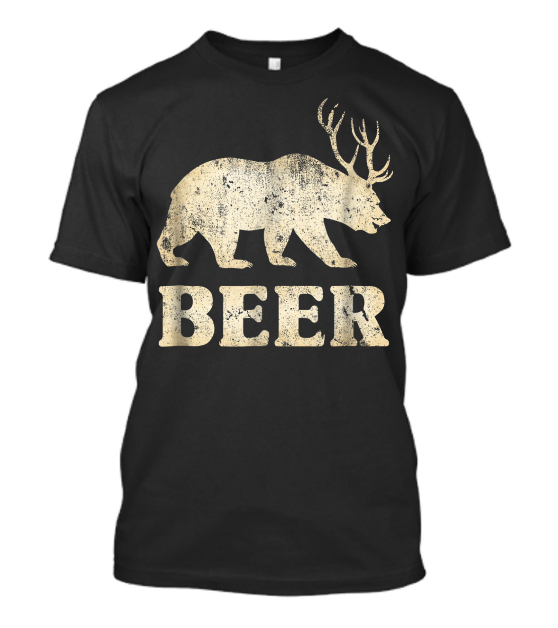 Vintage Bear Deer Beer Funny Retro Mashup T-Shirt