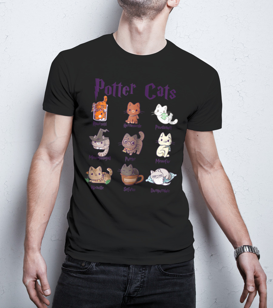 Potter Cats Resnwold Hermiawnie Puurfin Purrdamentor Minervagcatl Severine Dumblepurr Kitten T-Shirt
