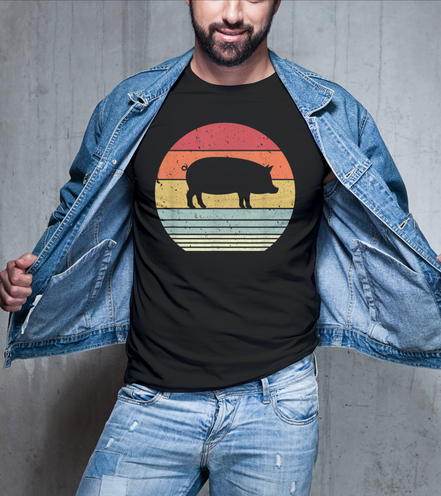 Vintage Retro Pig Style Sunset T-Shirt
