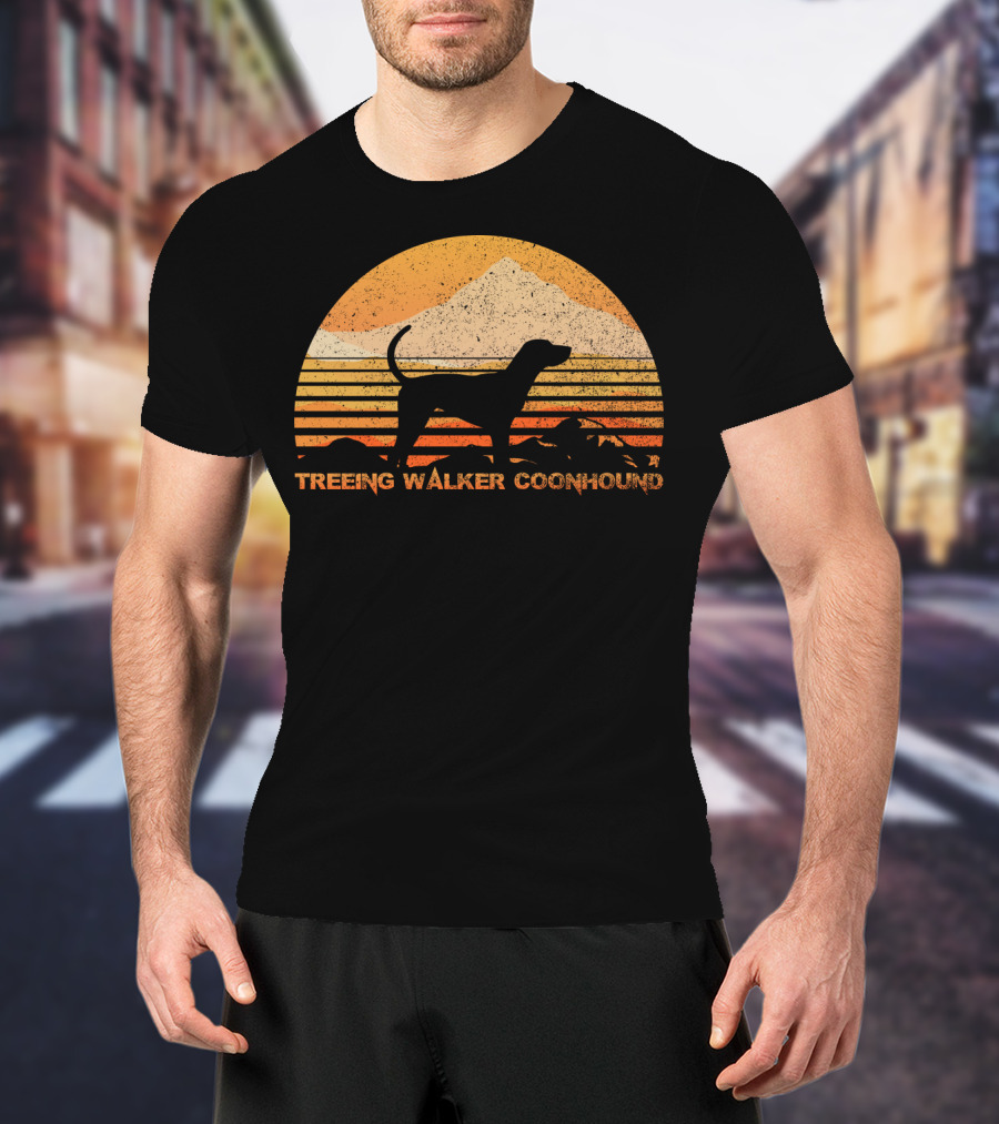 TREEING WALKER COONHOUND Retro Sunset T-Shirt