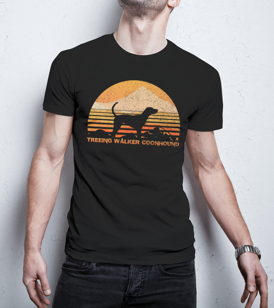 TREEING WALKER COONHOUND Retro Sunset T-Shirt