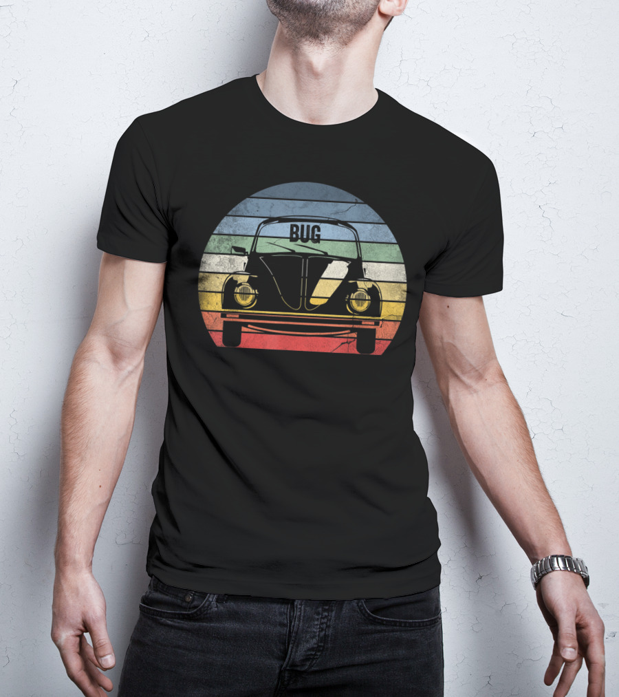 Classicbeetle Bug Vintage Stripes Retro T-Shirt