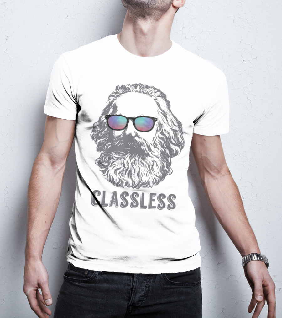Classless Karl Marx Marxist Marxism With Sunglasses Iconic T-Shirt