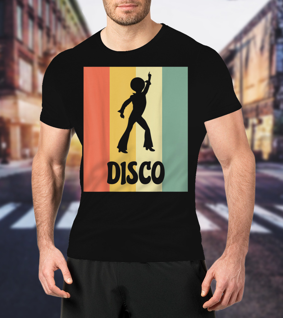Disco Retro Funk Groove On Color Stripes T-Shirt