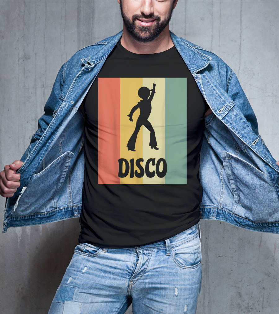 Disco Retro Funk Groove On Color Stripes T-Shirt