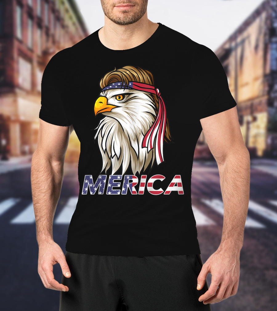 Bald Eagle Mullet Bandana Merica USA T-Shirt