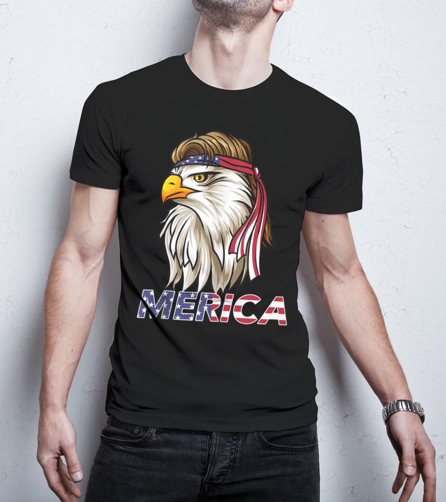 Bald Eagle Mullet Bandana Merica USA T-Shirt