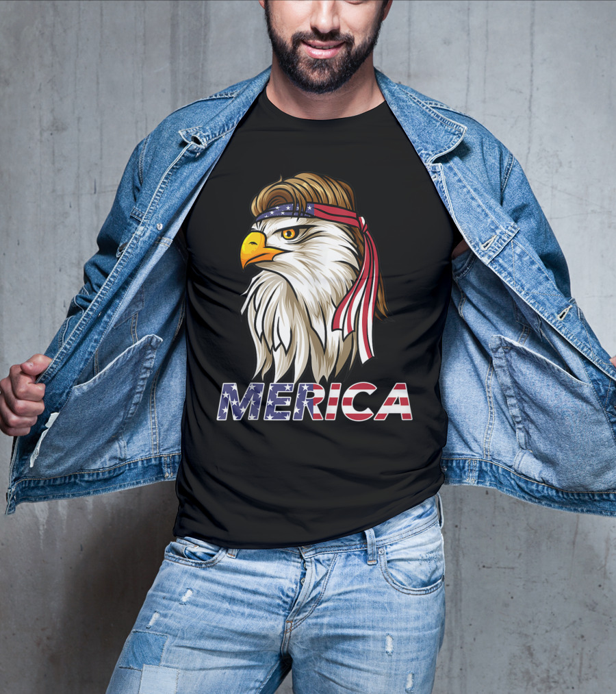 Bald Eagle Mullet Bandana Merica USA T-Shirt