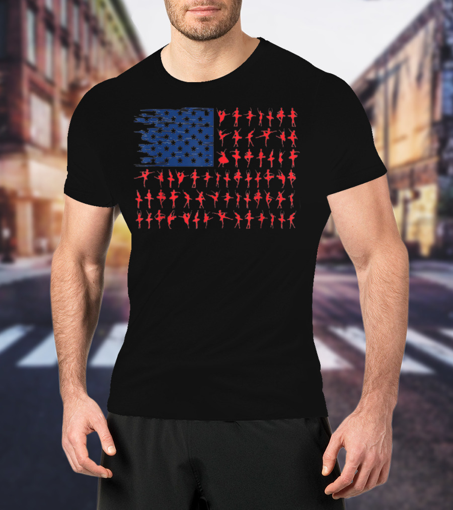 Ballet American Flag USA Ballet Flag T-Shirt