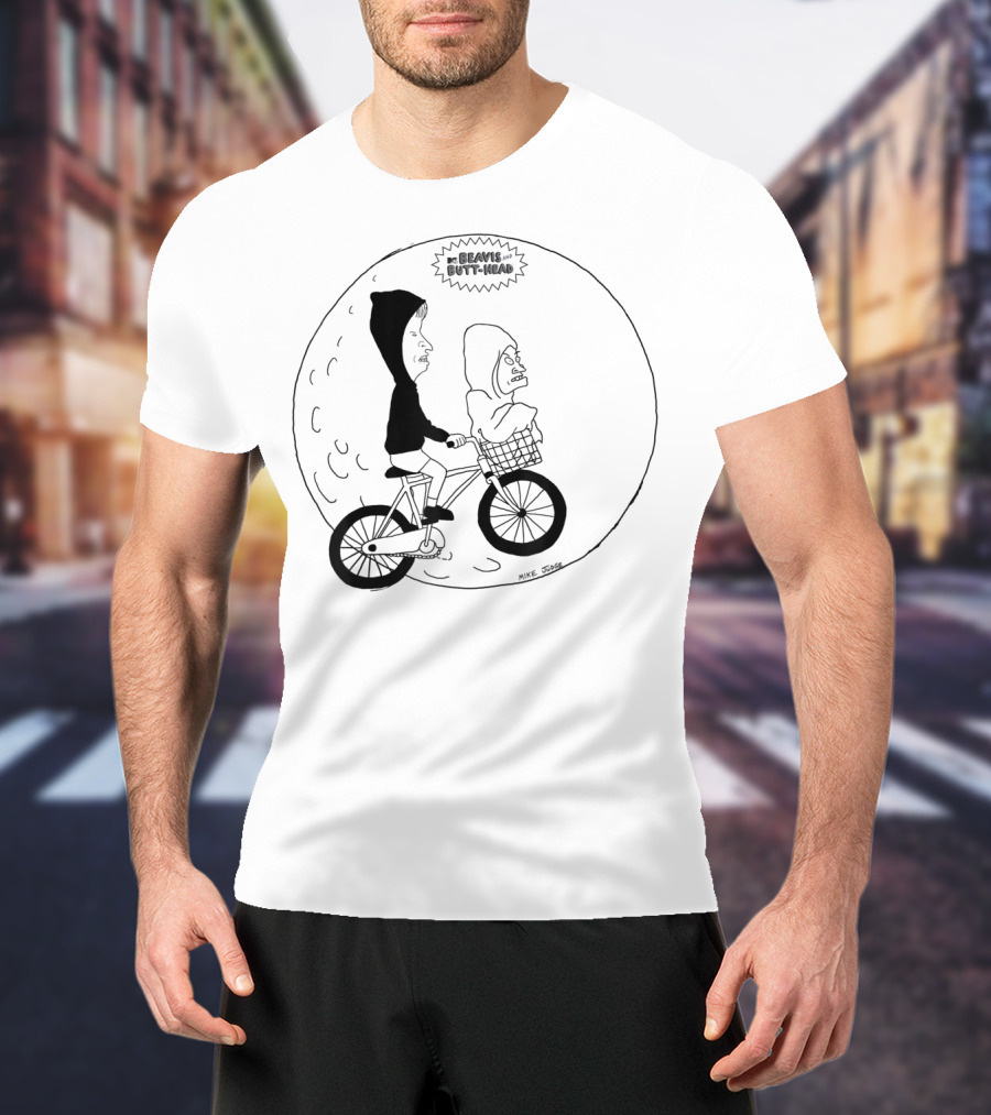 Beavis And Butthead On Bike Parody Extra Terrestrial Moon Scene T-Shirt
