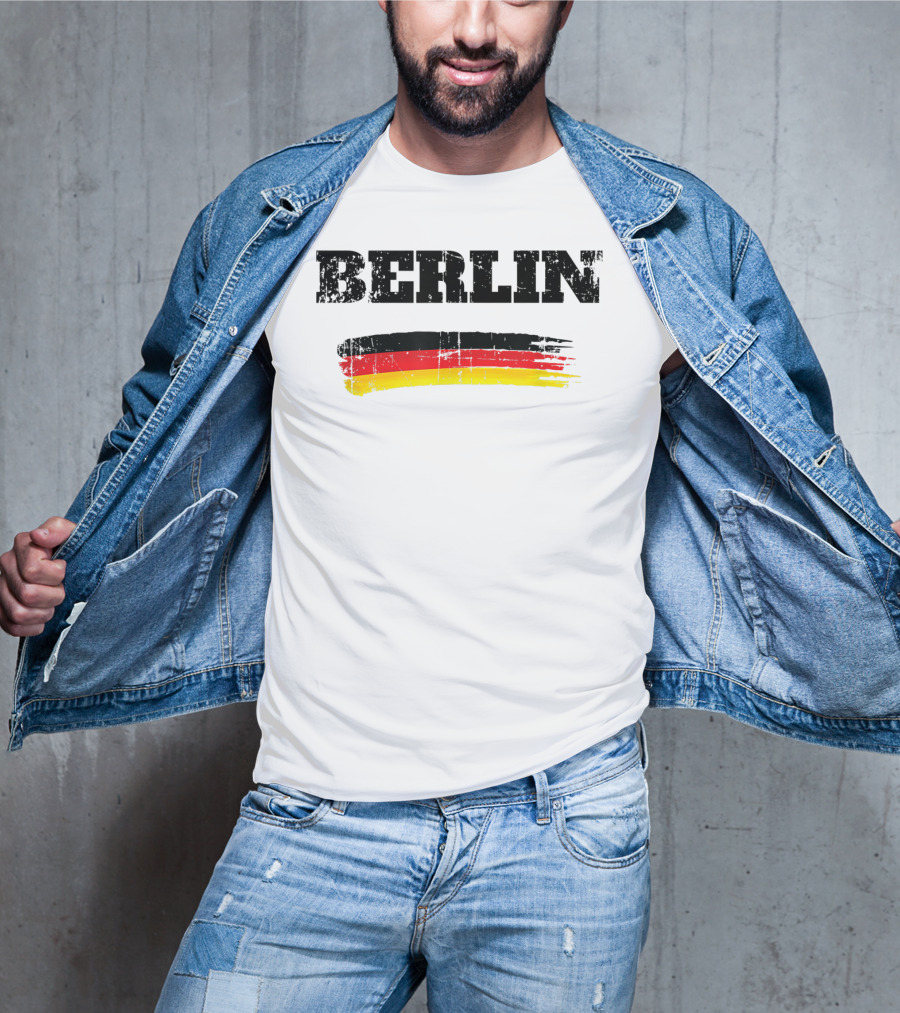 Berlin Germany Black Red Gold Flag Brushstroke T-Shirt