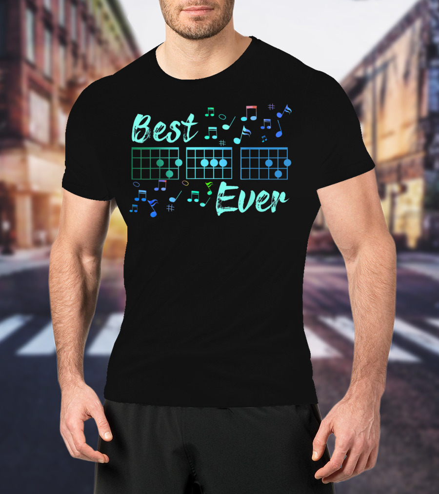 Best Dad Ever Guitar Chord Music Notes Funny Guitarist T-Shirt