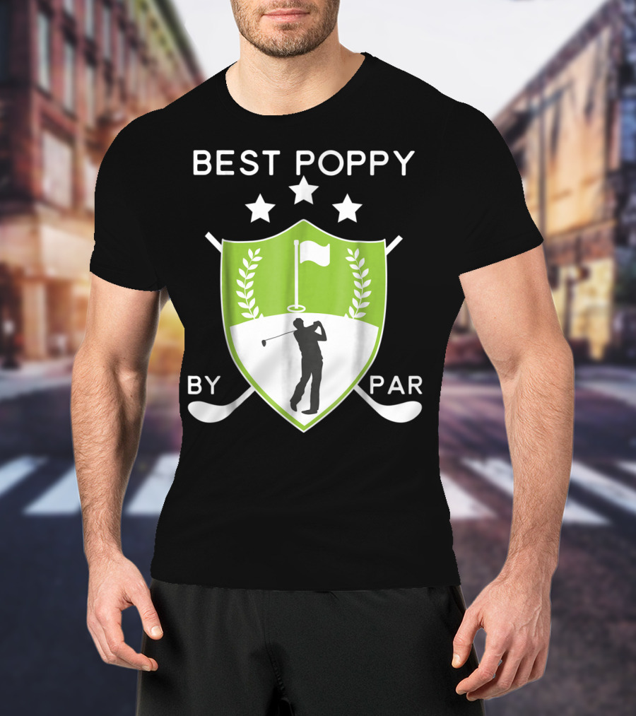 Best Poppy By Par Golf Golfer Crest Shield T-Shirt