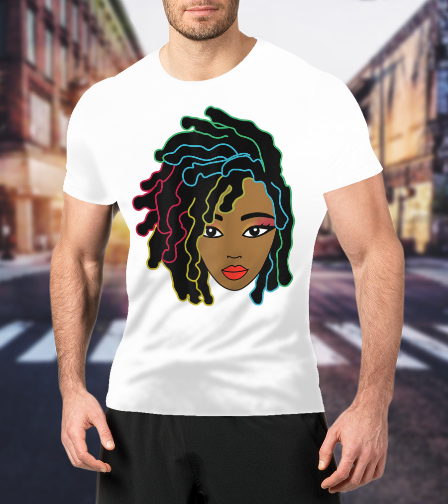 Black Girl With Colorful Locs Hair Pride T-Shirt