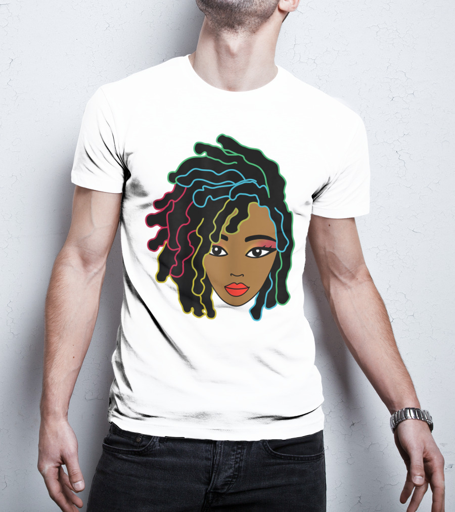 Black Girl With Colorful Locs Hair Pride T-Shirt