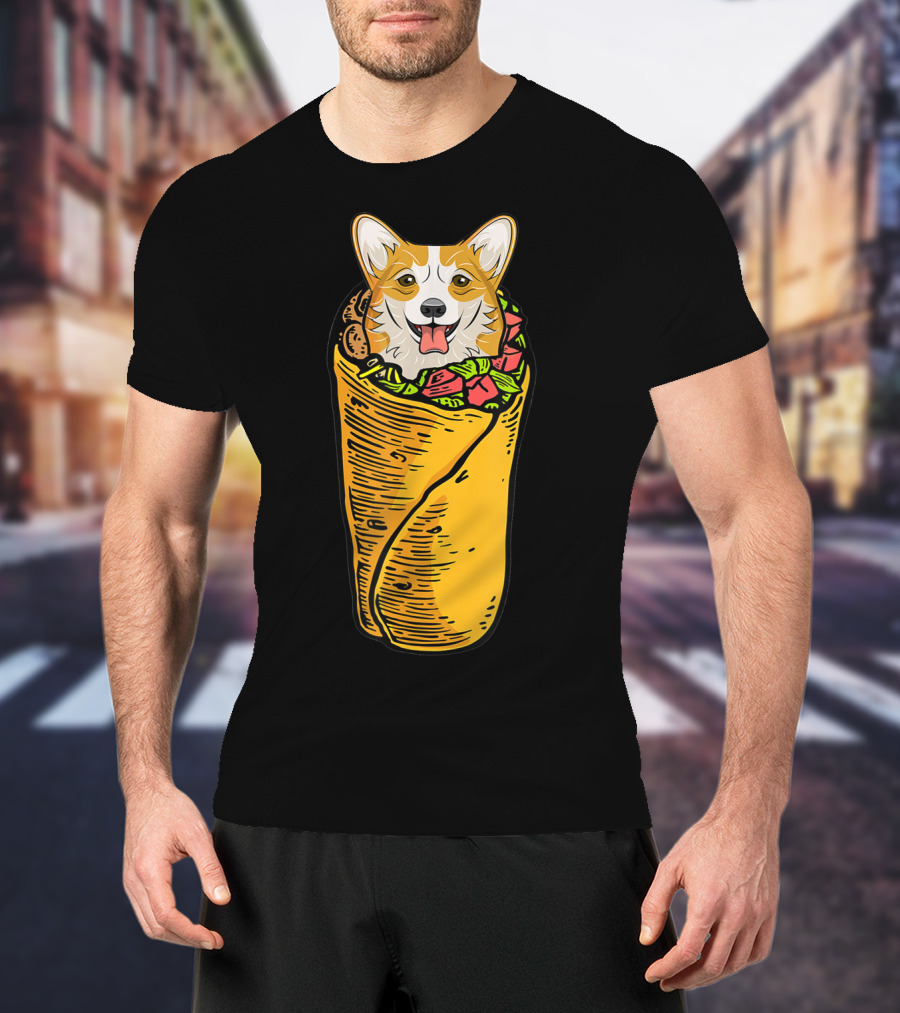 Cinco De Mayo Corgi In Burrito Mexican Food T-Shirt