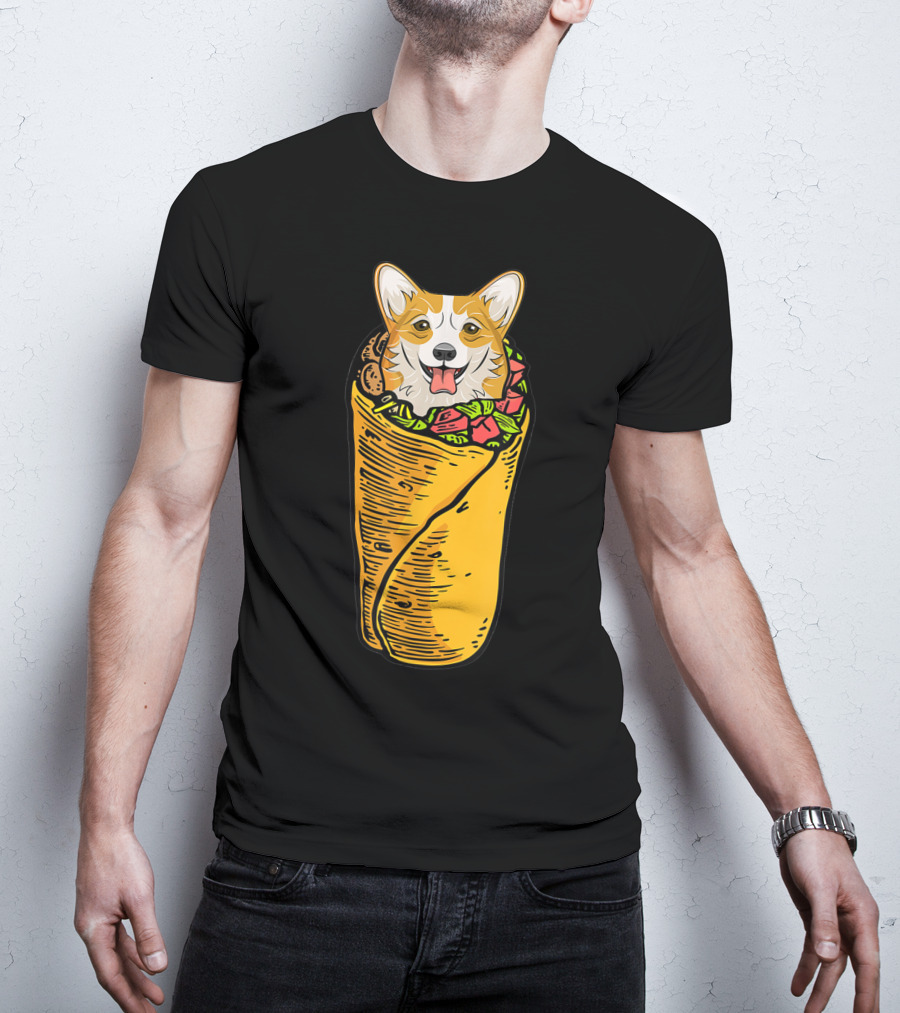 Cinco De Mayo Corgi In Burrito Mexican Food T-Shirt