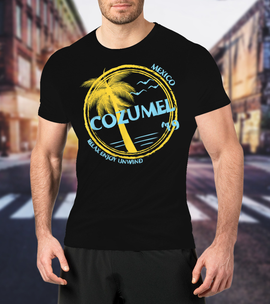 Cozumel Mexico Relax Enjoy Unwind Palm Tree 79 Spring Brea Souvenir T-Shirt