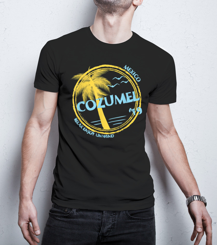 Cozumel Mexico Relax Enjoy Unwind Palm Tree 79 Spring Brea Souvenir T-Shirt