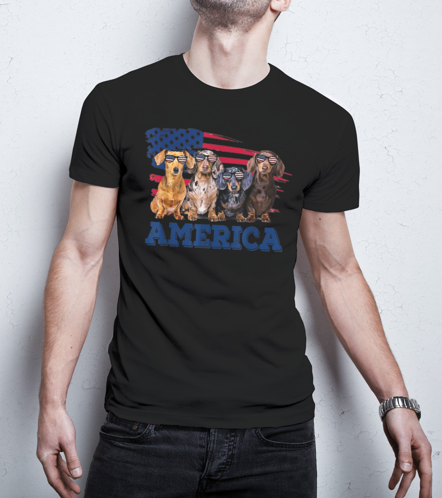 America Dachshund Breed Dog Flag Patriot T-Shirt