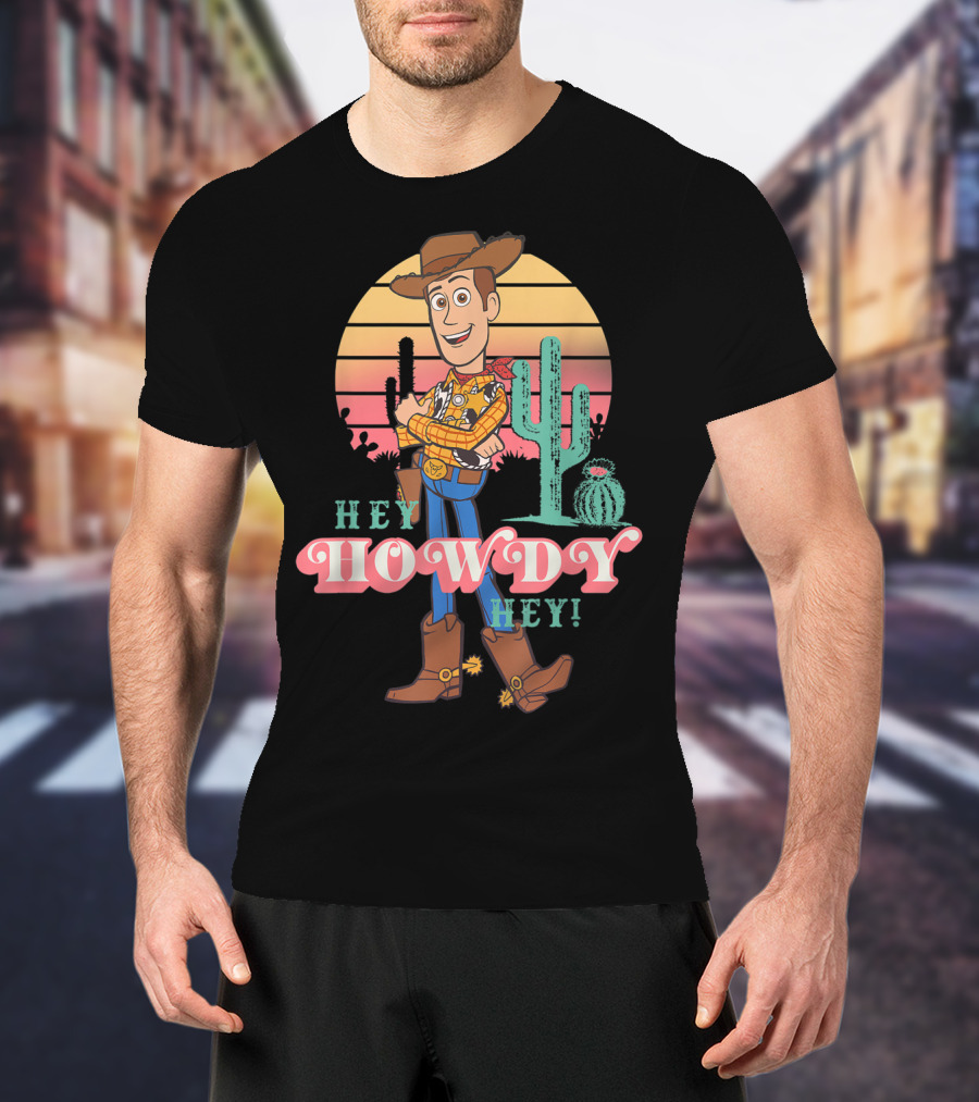 Disney Pixar Toy Story 4 Woody Hey Howdy Hey Sunset Desert Scene T-Shirt