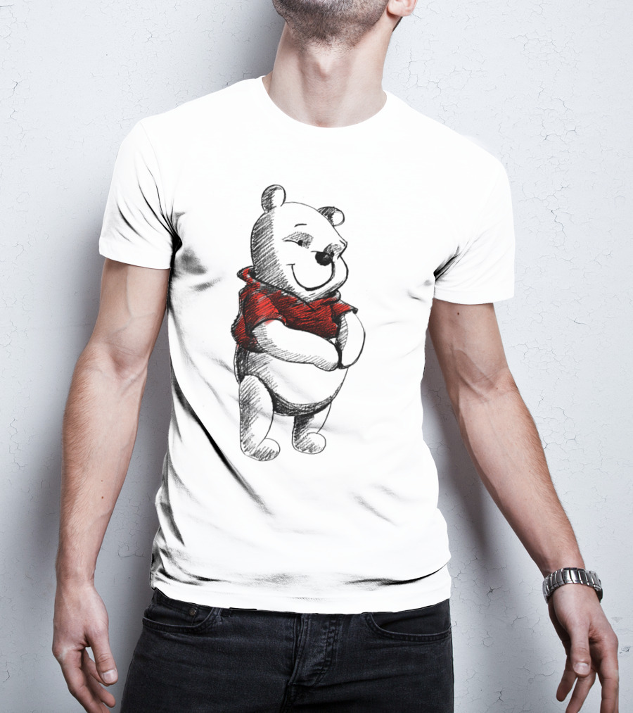 Disney Sketch Of Winnie The Pooh In Red T-Shirt