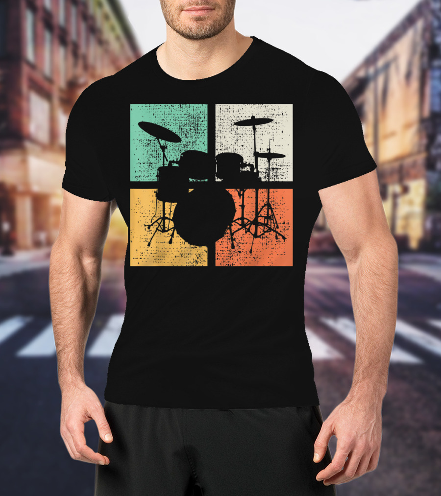 Drummer Drumline Drumset Retro Drum Kit T-Shirt