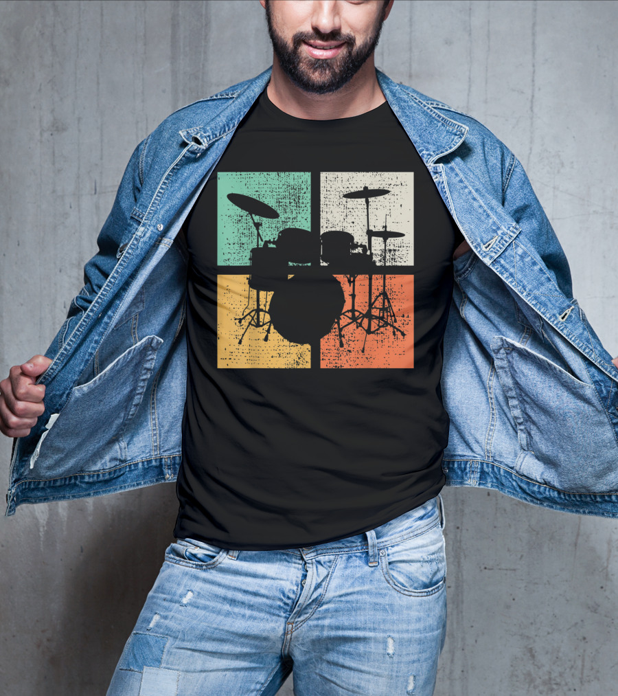 Drummer Drumline Drumset Retro Drum Kit T-Shirt