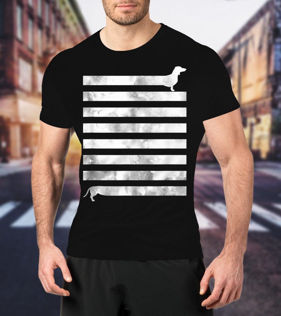 Funny Dachshund Wiener Dog Chiweenie Doxie Striped Optical Illusion T-Shirt
