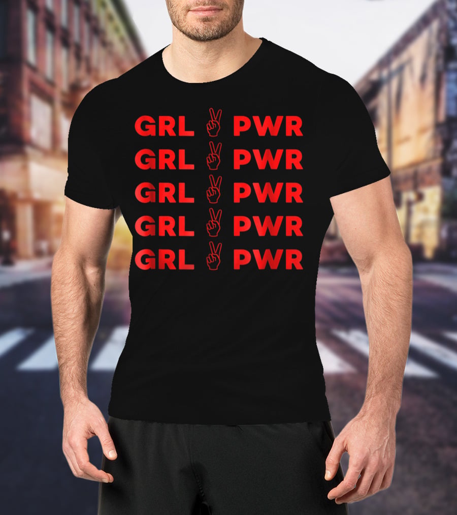 GRL PWR Repeated With Peace Hand Gesture Empowerment T-Shirt