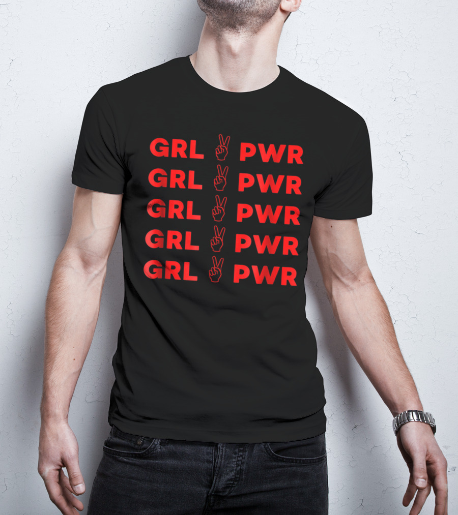 GRL PWR Repeated With Peace Hand Gesture Empowerment T-Shirt