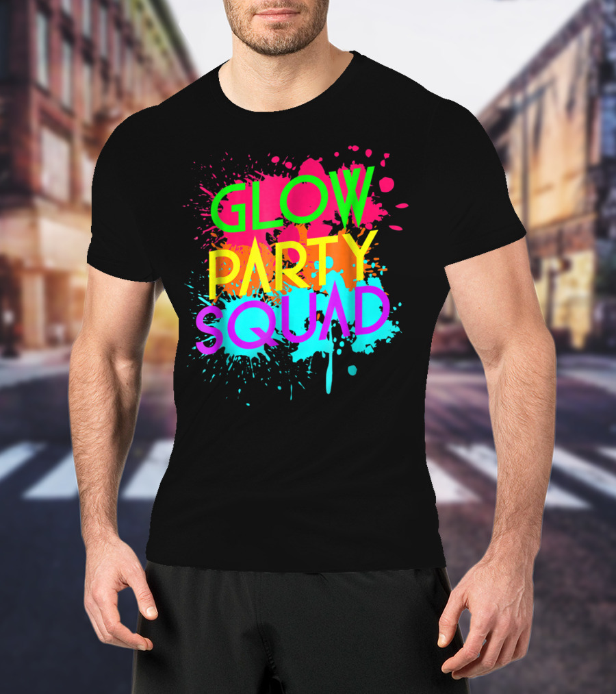 Glow Party Squad Neon Effect Splash Colors T-Shirt