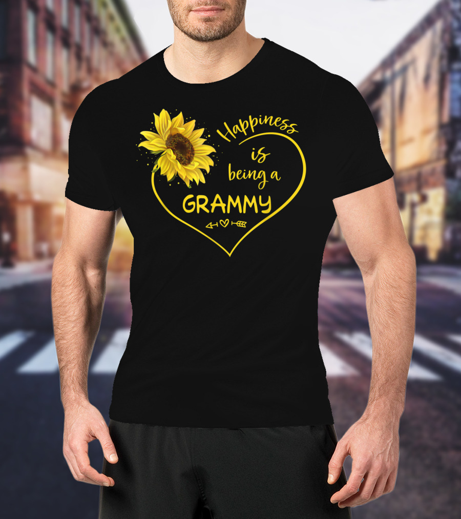 Happiness Is Being A Grammy Sunflower Heart With Arrow T-Shirt