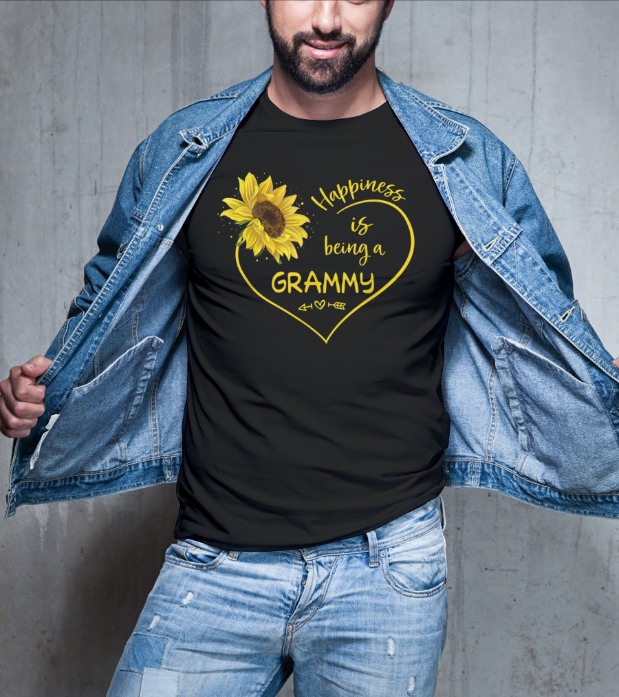 Happiness Is Being A Grammy Sunflower Heart With Arrow T-Shirt