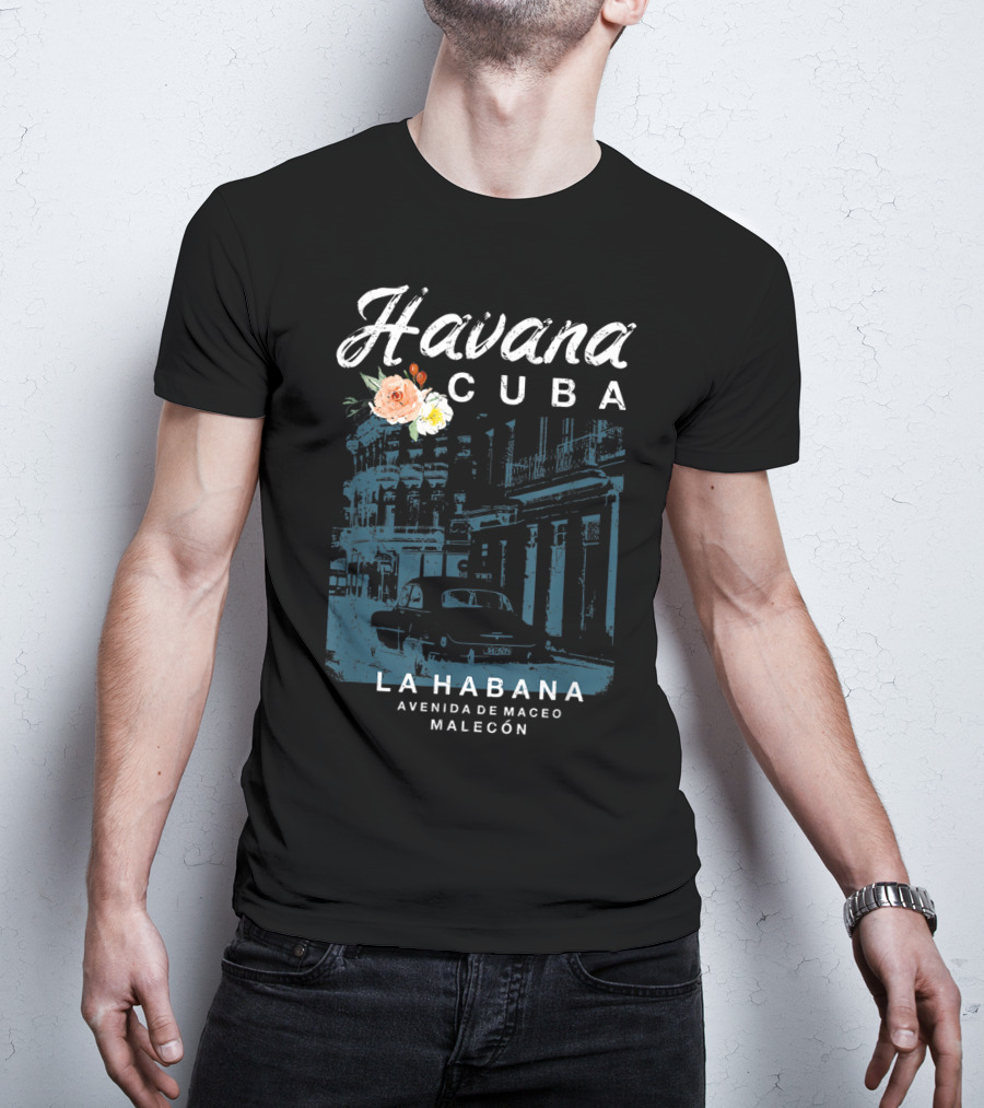 Havana Cuba La Habana Avenida De Maceo Malecón Vintage Travel T-Shirt