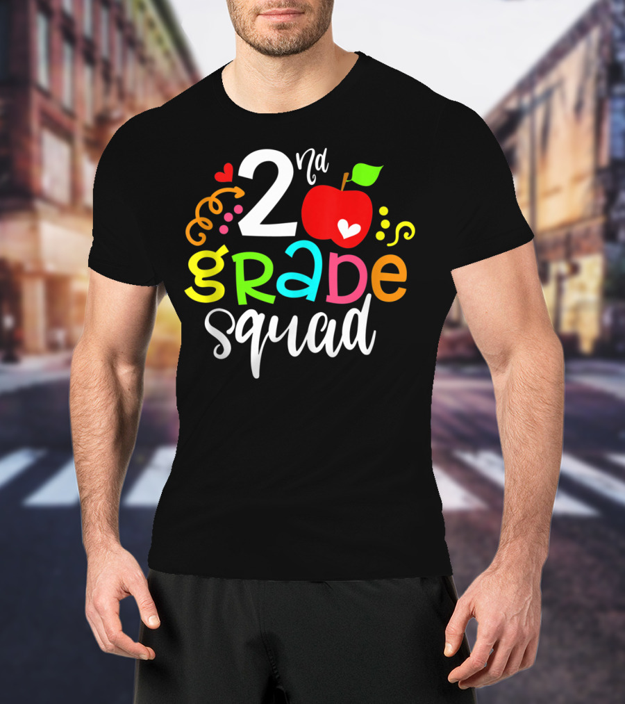 2nd Grade Squad Apple Graphic Second Grade Team T-Shirt