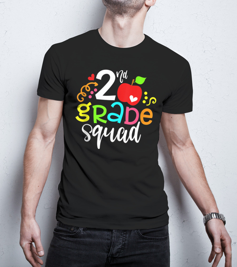 2nd Grade Squad Apple Graphic Second Grade Team T-Shirt
