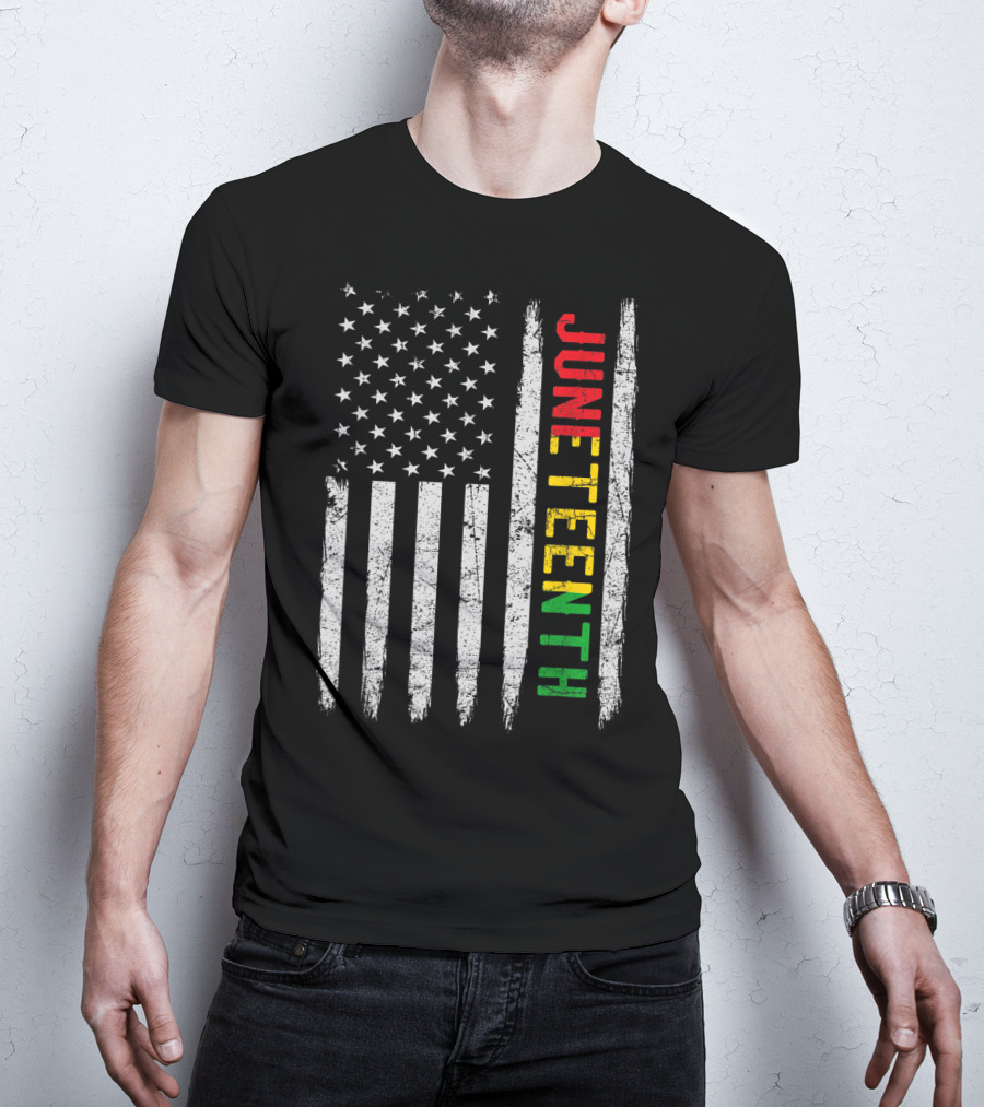 African American Flag Black History Juneteenth Stripes Patriotic Colors T-Shirt