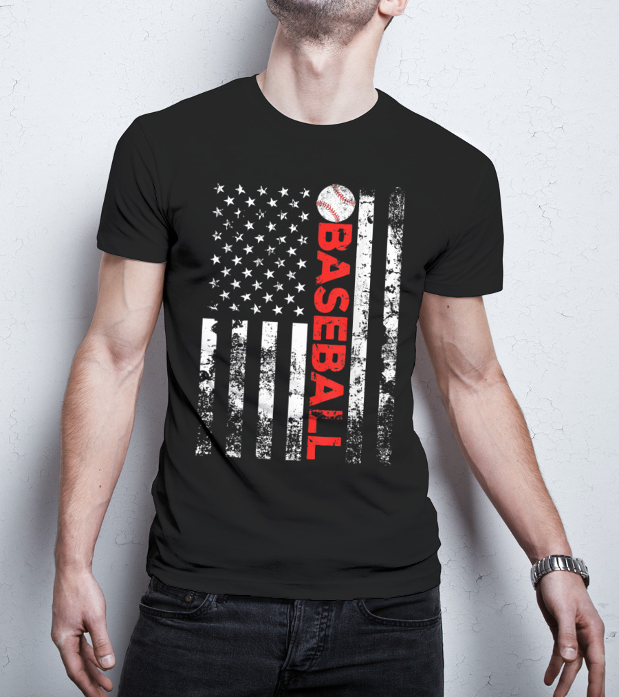 American Flag Baseball Stripes T-Shirt