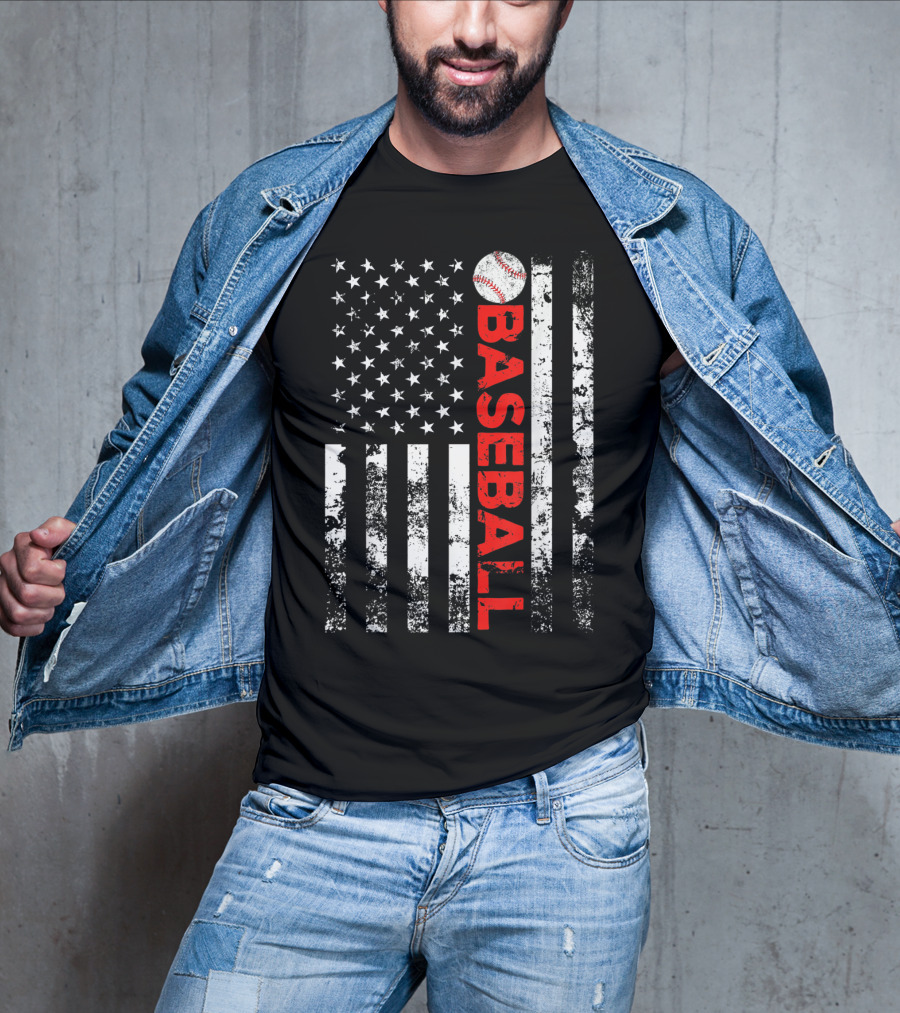 American Flag Baseball Stripes T-Shirt