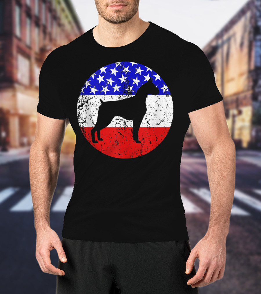 American Flag Vintage Boxer Dog T-Shirt