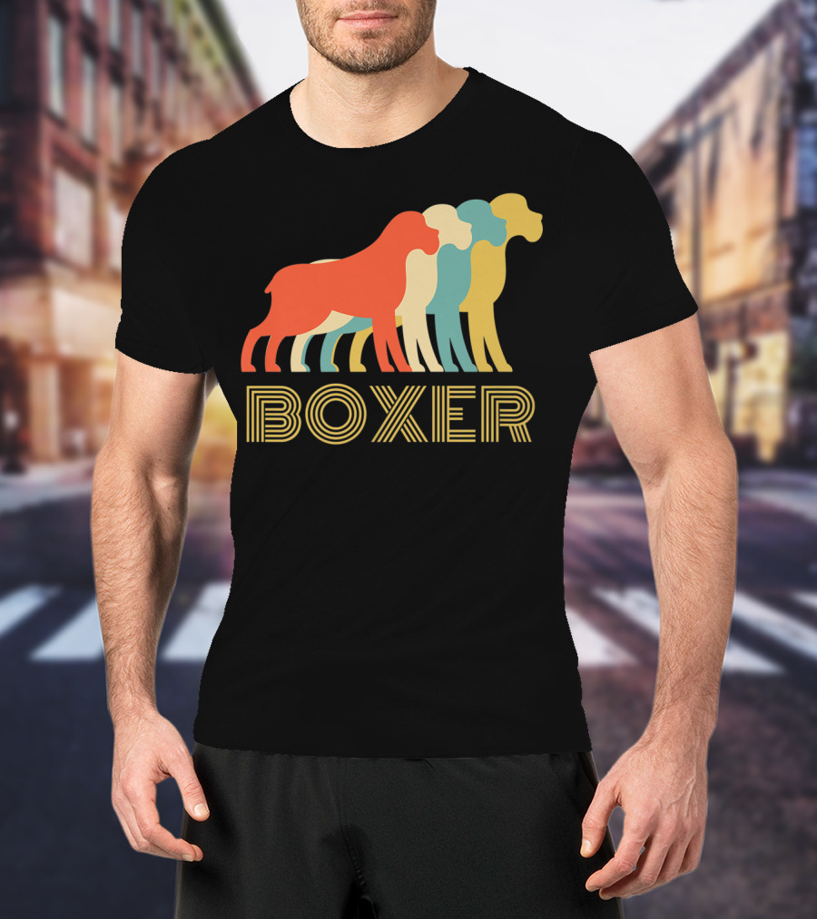 Boxer Dog Breed Vintage Colorful T-Shirt