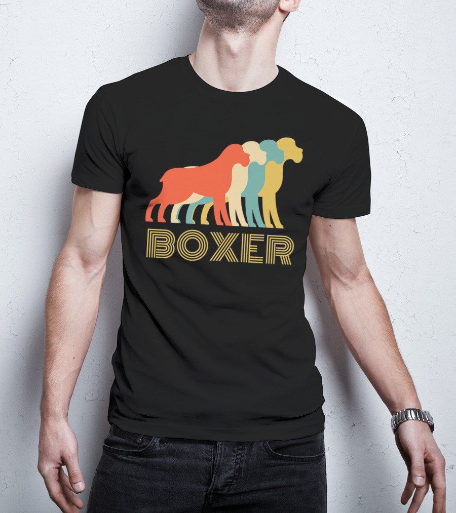 Boxer Dog Breed Vintage Colorful T-Shirt
